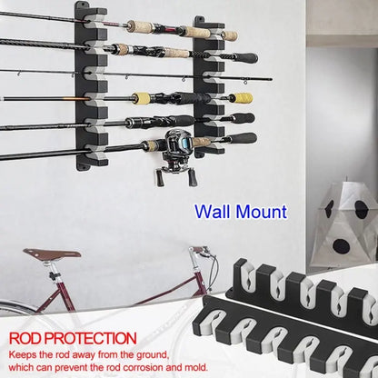 6-Rod Fishing Rod Holders Wall-Mounted